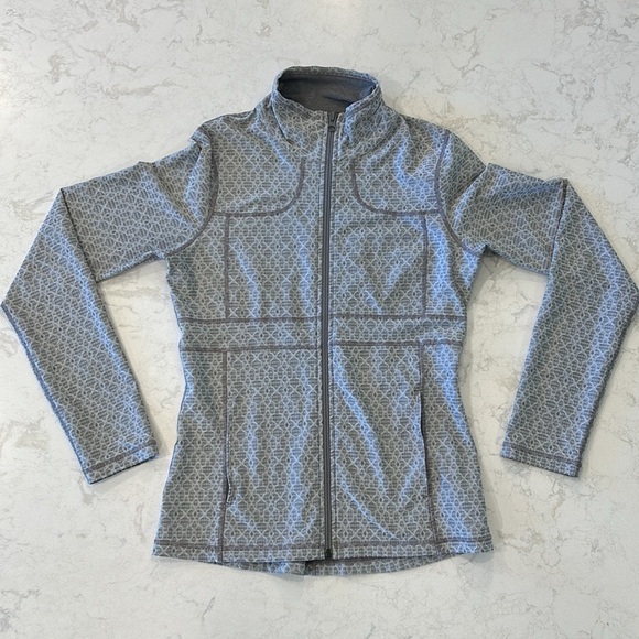 Prana Reeve Jacket Womens Small Silver Jacquard Stretch Yoga Hiking Running - Picture 15 of 17